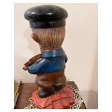 Vintage Hand-Painted Porcelain Figurine of Fiddler with Violin, 16 Inches Tall