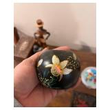 Decorative Hand-Painted Candle Holder, Set of 4 Vintage Drink Coasters, and Lacquer Trinket Box