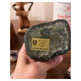 Lot of 3 Collectible Art Pieces: Wolf Original Soapstone, Amethyst Mine Panorama, and Cuba Drummer Sculpture