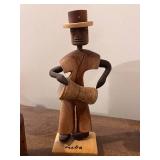 Lot of 3 Collectible Art Pieces: Wolf Original Soapstone, Amethyst Mine Panorama, and Cuba Drummer Sculpture