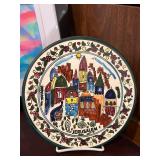 Jewish Judaica Set with Framed Art, Jerusalem Plate, Dreidel, and Crystal Figurine