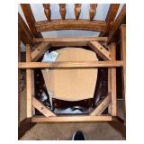 Pair of Wooden Dining Chairs with Brown Vinyl Seats