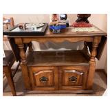 Solid Wood Drop-Leaf Side Table with Lower Cabinet Storage 32 x 28 x 16 in