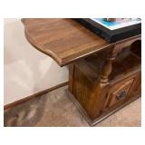 Solid Wood Drop-Leaf Side Table with Lower Cabinet Storage 32 x 28 x 16 in