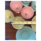 Vintage Pastel Glass Dessert Set with Plates and Sherbets