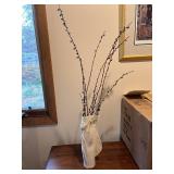 Handcrafted White Ceramic Vase with Raised Floral Design