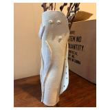 Handcrafted White Ceramic Vase with Raised Floral Design