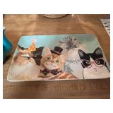 Cat Themed Ceramic Teapot and Serving Tray Set