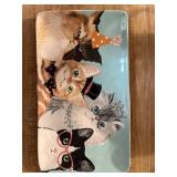 Cat Themed Ceramic Teapot and Serving Tray Set