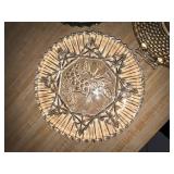 Collection of 5 Vintage Glass Serving Trays and 1 Football Stadium Platter