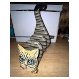 Cat Cookie Jar and Wooden Cat Napkin Holder Set