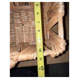 Lot of 2 Wicker Baskets - Divided Desk Organizer and Large Handle Basket