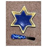 Hanukkah Serving Set with Lenox Plate, Blue Star Dish, and Tray