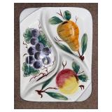 Fruit-Themed Ceramic Serving Platters with Boston Warehouse Cheese Spreaders and Glass Tray
