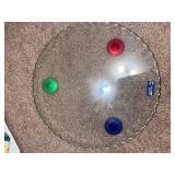 Fruit-Themed Ceramic Serving Platters with Boston Warehouse Cheese Spreaders and Glass Tray