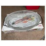 Kitchenware Set: Oval Baking Dish with Metal Holder, Silver Plated Oval Basket, and Metal Paper Towel Holder