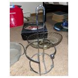 Kitchenware Set: Oval Baking Dish with Metal Holder, Silver Plated Oval Basket, and Metal Paper Towel Holder