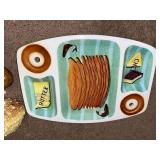 Retro Cheese and Butter Serving Set with Spreader Knives and Divided Platter