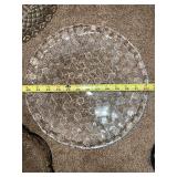 Set of 4 Vintage Pressed Glass Serving Platters, 11-14 Inch Diameter