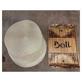 Set of 7 Woven Placemats with Decorative Bali Bamboo Tray