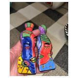 Eclectic Collection of Decorative Bowls, Plates, Teapot, and Abstract Salt & Pepper Shakers