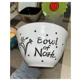 Eclectic Collection of Decorative Bowls, Plates, Teapot, and Abstract Salt & Pepper Shakers