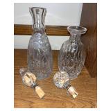 Set of 2 Cut Crystal Decanters and 1 Crystal Martini Glass