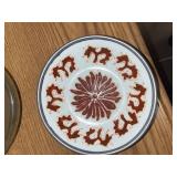 Decorative Plates and Figurines Collection including Porcelain, Glass, and Gold Leaf Bowl