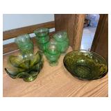 Vintage Uranium Glass Set with 8 Dessert Cups and 2 Bowls