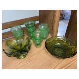 Vintage Uranium Glass Set with 8 Dessert Cups and 2 Bowls
