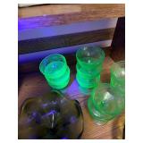 Vintage Uranium Glass Set with 8 Dessert Cups and 2 Bowls