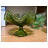 Vintage Uranium Glass Set with 8 Dessert Cups and 2 Bowls