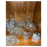 Collection of Vintage Clear Glass Serveware and Salt & Pepper Shakers