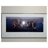 Framed Panoramic Poster of New York City Skyline with World Trade Center