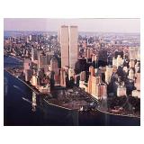 Framed Panoramic Poster of New York City Skyline with World Trade Center