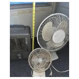 Lot of 2 Vintage Table Fans and Aloha Breeze Electric Heater