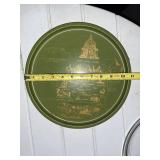 Assorted Kitchenware Lot Including Pyrex Pie Plates, Vintage South Dakota Tin, and Serving Dishes