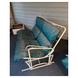 Metal Patio Glider Loveseat with Cushions
