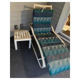 Outdoor Patio Chaise Lounge Chair with Cushion and Side Table