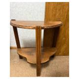 Vintage Wooden Demilune Side Table with Shelf
