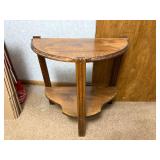 Vintage Wooden Demilune Side Table with Shelf