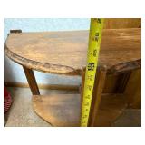 Vintage Wooden Demilune Side Table with Shelf