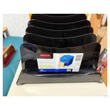 2-Drawer Filing Cabinet with Rubbermaid Desk Organizer and Yellow File Box