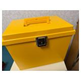 2-Drawer Filing Cabinet with Rubbermaid Desk Organizer and Yellow File Box