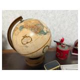 Decorative Desk Lot with Globe, Clocks, Oil Diffuser, and Framed Art