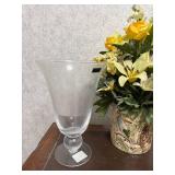 Marquis by Waterford Glass Vase and Ceramic Planter with Artificial Floral Arrangement