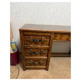 Vintage Solid Wood Desk with Drawers and Leather Top