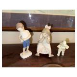 Set of 3 Porcelain Figurines: Boy, Girl, and Elephant by Hutschenreuther, Lladro, and Lenox