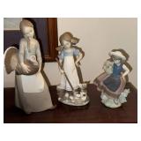Set of 3 Lladro Porcelain Girl Figurines Spain