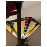 Stained Glass Floor Lamp with Geometric Metal Base